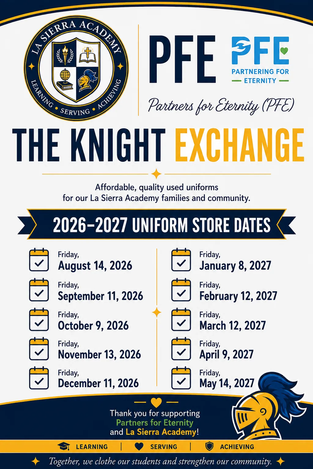 The Knight Exchange 2026–2027 uniform store dates